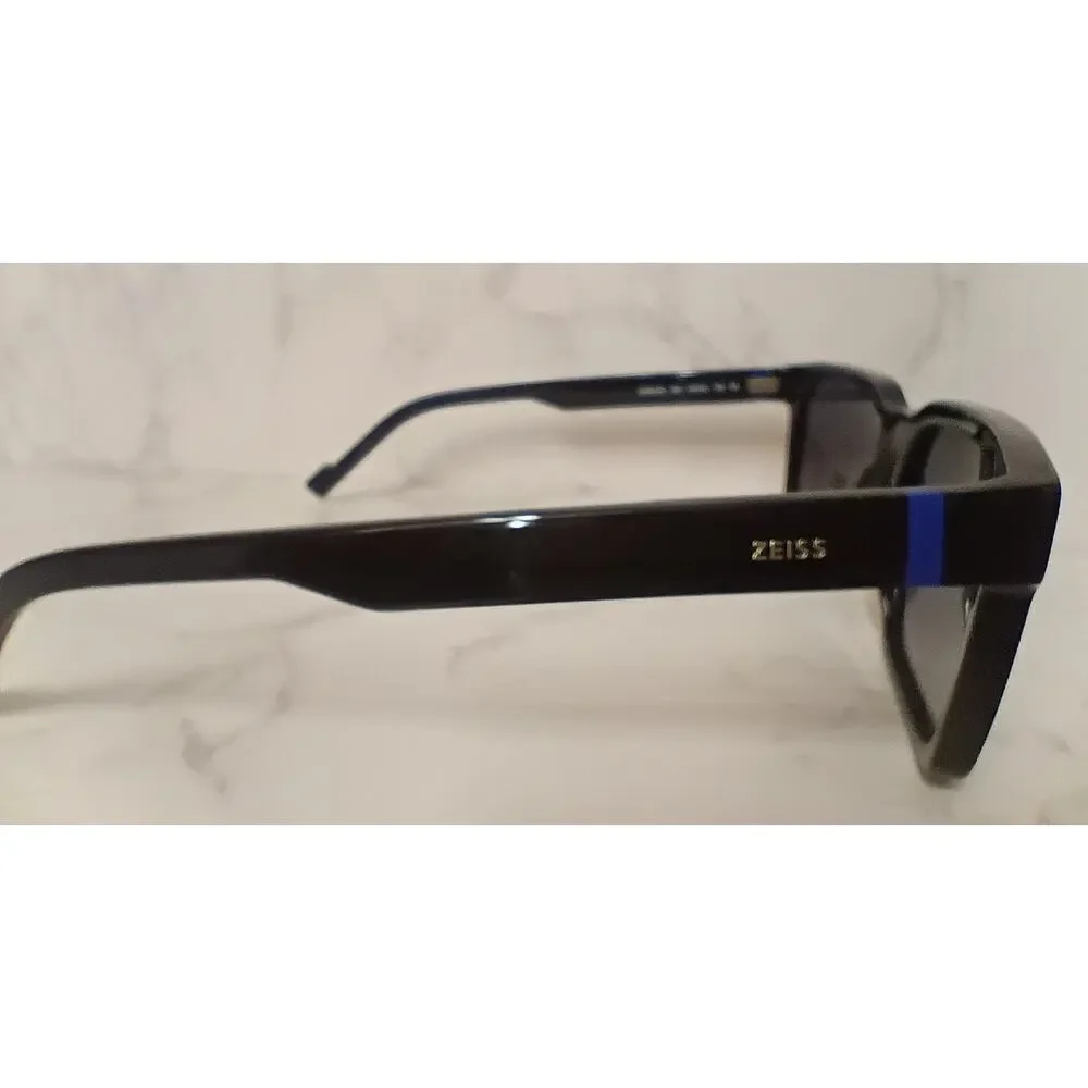 ZEISS Unisex Black Square Sunglasses with Gradient Grey Lenses - NEW